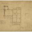 Drawing of Whittingehame House showing plan of alterations on upper floor of wing.