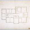 Drawing of Gosford House showing plan of principle bedroom floor with alterations and additions.