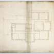 Drawing of Gosford House showing plan of upper bedrooom floor with alterations and additions.