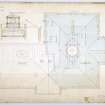 Drawing of Gosford House showing plan of roof and section through new part of roof.