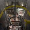 Interior. Conditioning Block built 2005. View showing the height of the conical fermenting vessels,