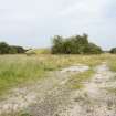 View from west of drying house area and WW2 explosive magazine blast mound