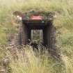 View from north of access to WW2 explosives magazine W30 through its reused WW1 blast mound