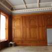 Standing Building Survey photograph, Wood panelled room with decorative ceiling, India Buildings, Victoria Street, Edinburgh