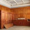 Standing Building Survey photograph, Wood panelling, wood panelled bar covering stone fireplace, India Buildings, Victoria Street, Edinburgh