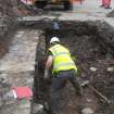 Trial Trench Evaluation photograph, Working shot - breaker, Salamander and Baltic Street, Leith, Edinburgh