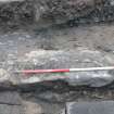 Trial Trench Evaluation photograph, Shot of  curved wall [1015] - detail , Salamander and Baltic Street, Leith, Edinburgh