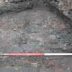 Trial Trench Evaluation photograph, Shot of northern end of brick floor [1007], Salamander and Baltic Street, Leith, Edinburgh
