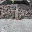 Trial Trench Evaluation photograph, Shot of brick floor [1008] and [1009], Salamander and Baltic Street, Leith, Edinburgh