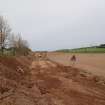 Watching Brief photograph, Film 1, General view of topsoil stripping, Meikle Fiddes to Foggy Moss area, Fiddes Electricity Cable Route, Fiddes, Stonehaven