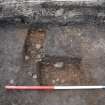Excavation photograph, TP144 box sections through charcoal spread, Nethermills, Crathes, Aberdeenshire