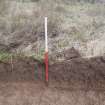 Evaluation photograph, Film 1, Trench 23b, E facing section, Taken from E, Lyoncross, Barrhead