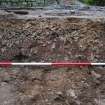 Evaluation photograph, N facing section part-excavated, Grieve's House, Aden Country Park, Mintlaw, Peterhead