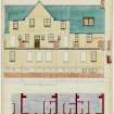 Drawing showing back elevation and part basement plan of Admiralty Road Block for Ex Servicemen's Club, Queensferry Road, Rosyth.