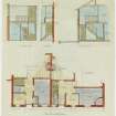 Drawing showing sections and part first floor plan of Admiralty Road Block for Ex Servicemen's Club, Queensferry Road, Rosyth.