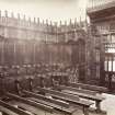 Aberdeen, King's College, Chapel.
Page 22/2 View of carved stalls.
Titled: 'Aberdeen, carved stalls interior of King's College Chapel'.