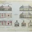 Drawing showing plans, elevations and section of house type P for social housing, Rosyth.