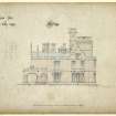 Dundee, Castleroy.
Drawing showing West elevation.
Titled: 'Mansion House for George Gilroy Esquire'.
Insc:'72 George Street, Perth 25/2/67'
