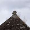 Careston Parish Church.  Detail of 1636 dated finial on north gable.