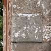 Careston Parish Church.  Detail of 1808 sundial on south west corner.