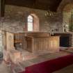 Careston Parish Church.  Chancel  View of north choir stall.