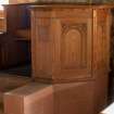 Careston Parish Church.  Chancel.  Detail of pulpit.