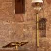 Careston Parish Church.  Chancel.  Detail of pulpit and lamp. 