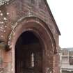 Careston Parish Church.  View of main entrance and porch, from north west.