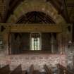 Careston Parish Church.  Nave.  View of Laird's Loft. from south