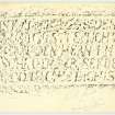 Shetland, Unst, Lund, St. Olaf's Chapel. Lower half of inscription on memorial stone for Segebad Detken.