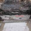 Excavation photograph, Timber and clay 001 between Troughs 011 and 020, 396-410 Gorgie Road, Edinburgh