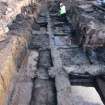 Excavation photograph, Working shots of troughs in Area A, 396-410 Gorgie Road, Edinburgh