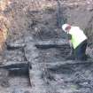 Excavation photograph, Working shots of troughs in Area A, 396-410 Gorgie Road, Edinburgh