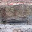 Excavation photograph, W facing section through Trough 027, 396-410 Gorgie Road, Edinburgh