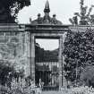 View of carved gateway in the grounds of Pinkie House, Musselburgh