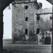 Corner of Linlithgow Palace, view through gateway