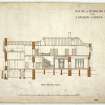 Drawing of section A.B. of Glenburnie Park, 13 Rubislaw Den North, Aberdeen.  