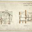 Drawing of section B.C. and section C.D. of Glenburnie Park, 13 Rubislaw Den North, Aberdeen.  