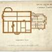 Drawing of basement plan of Glenburnie Park, 13 Rubislaw Den North, Aberdeen.  