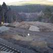 Survey photograph, Railway track, construction works with stone heaps and Boyle Heath Road, A9 Dualling - Tomatin to Moy, Highland