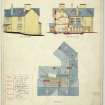 Additions, roof plan and elevation and section