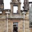 Langgarth House.  Detail of second floor dormer window and roof, post fire.  From west.