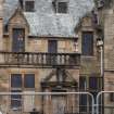 Langgarth House.  Detail of entrance on west facade, post fire.  From west.