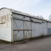 Carsfad Hydro Electric Power Station. Corrugated workshop with Belfast Roof profile at NX 60505 85513