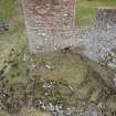 Hume Castle - view of exterior of north wall from the NNW