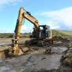 Watching Brief photograph, Working shot showing removal of interior deposit, Lyness Visitor Centre extension to Scapa Flow Museum, Lyness, Orkney