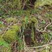 View of the foot of a steel sheathed wooden post on the SSW side of the Fan House