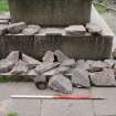 Watching Brief photograph, Broken gravestones 18th/19th c., Falkirk Town Centre Regeneration, Falkirk