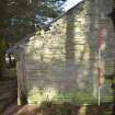 Standing Building Survey photograph, Building 1, SE gable, Facing NW, South-West of Slade Farm, Carmyllie, Angus
