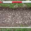 Excavation photograph, Detail of (004) near Gable end of Glebe House taken from E, Carzield Roman Fort, Kirkton, Dumfries